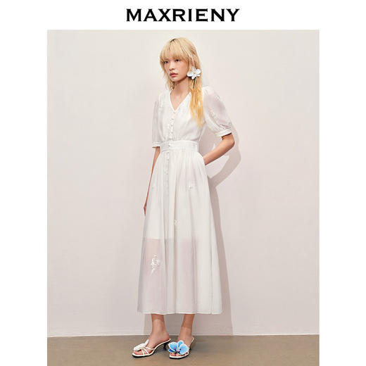 玛克门店发货：MAXRIENY优雅宫廷刺绣连衣裙(货号:MC85DR338) 商品图1