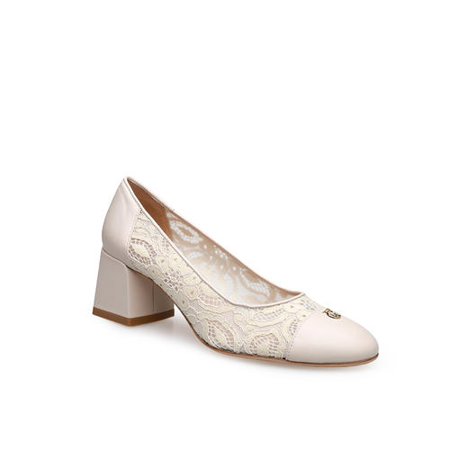 豪麟名鞋进口迪嘉女鞋皮鞋织物+羊皮革S26378杏色 商品图0