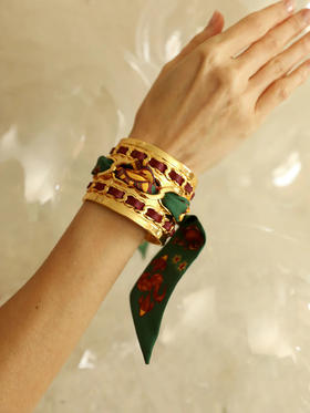 订购8周到｜AN-NEE-Décembre Bordeaux-星象图腾 4cm 丝巾手镯［法国设计师］