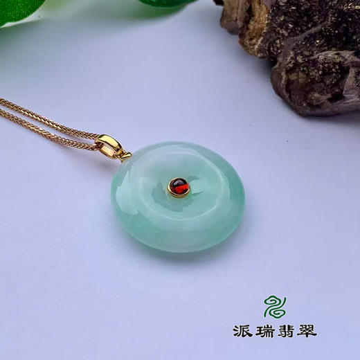 派瑞翡翠 18k金翡翠吊坠 糯种 绿色 商品图2