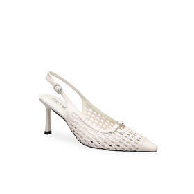 豪麟名鞋迪嘉女鞋半凉鞋胎牛皮革DJHJA61WB014白色