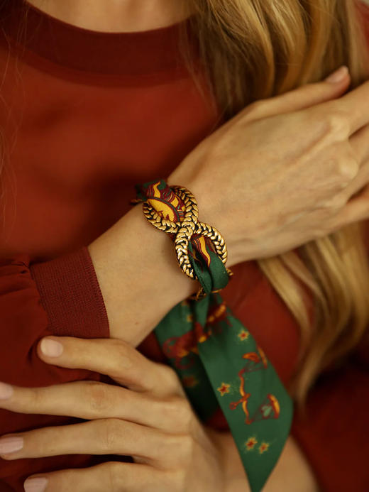 订购8周到｜AN-NEE-Tresse Or Vieillit-星象图腾 4cm 丝巾手镯［法国设计师］ 商品图0