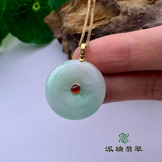 派瑞翡翠 18k金翡翠吊坠 糯种 绿色 商品图1