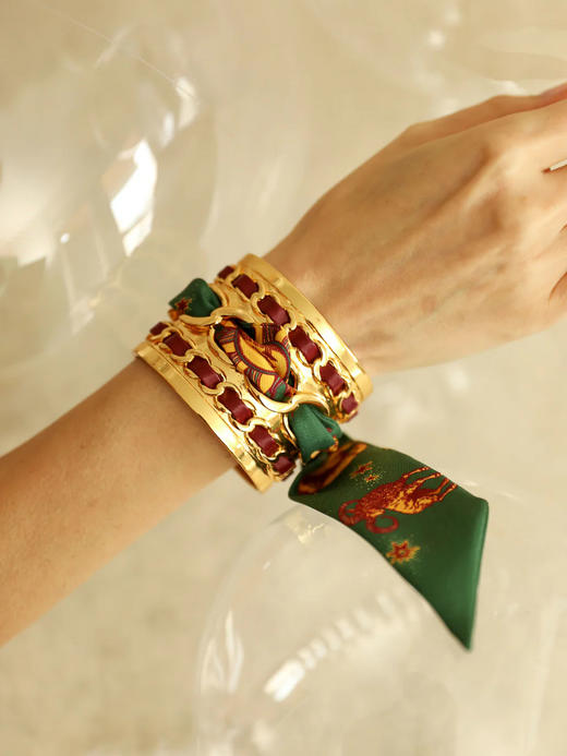 订购8周到｜AN-NEE-Décembre Bordeaux-星象图腾 4cm 丝巾手镯［法国设计师］ 商品图2