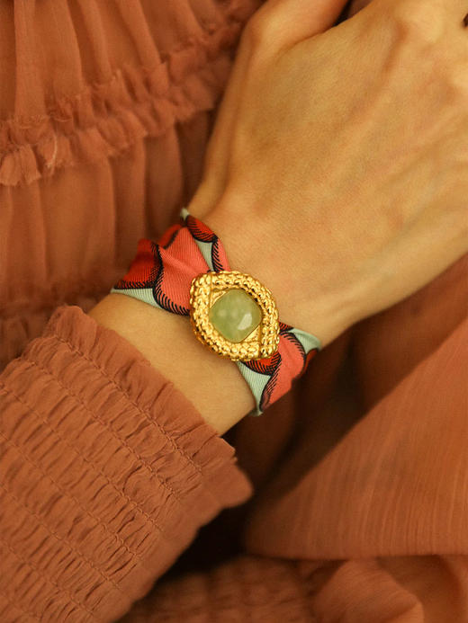 订购8周到｜AN-NEE-Oeil de caïman Jade Oil-律动节拍 4cm 丝巾手镯［法国设计师］ 商品图0