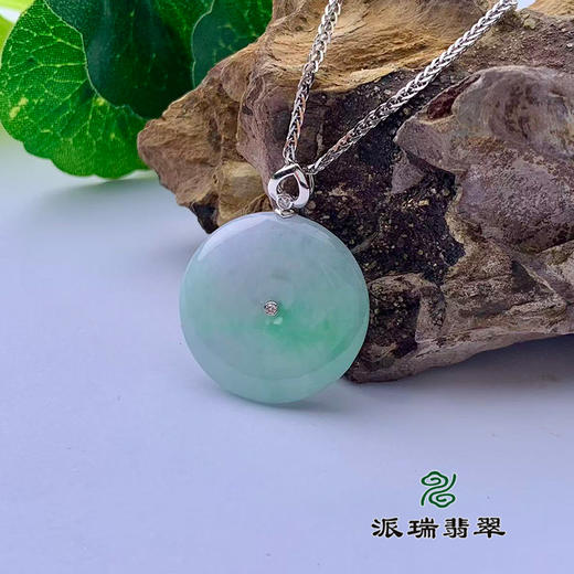 派瑞翡翠 18k金翡翠吊坠 糯种 绿色 商品图0