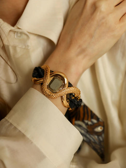 订购8周到｜AN-NEE-Caïman avec Pyrite-幻境旷野 4cm 丝巾手镯［法国设计师］ 商品图1