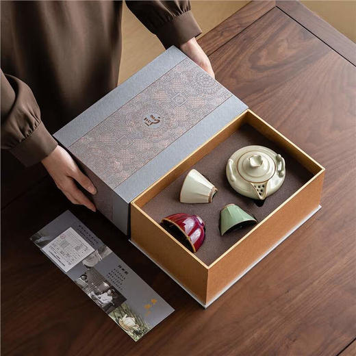 汝窑功夫茶具柏韵菩提莲心手抓壶一壶三杯 商品图5