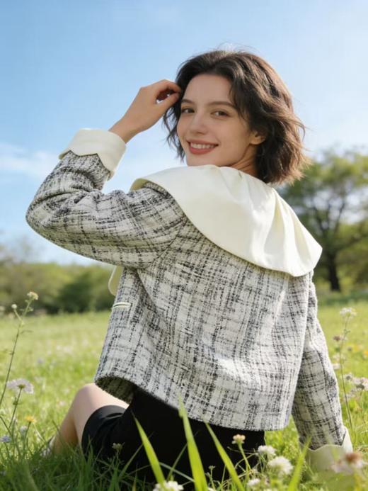 品牌特卖【自营】衣周期～小仙优品Q93（两穿）花瓣领韩系小香风外套-喜出 商品图4