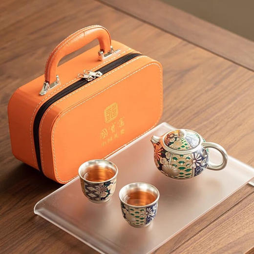 周艺林鎏银谷伊万花西施鎏银壶一壶两杯功夫茶具 商品图1