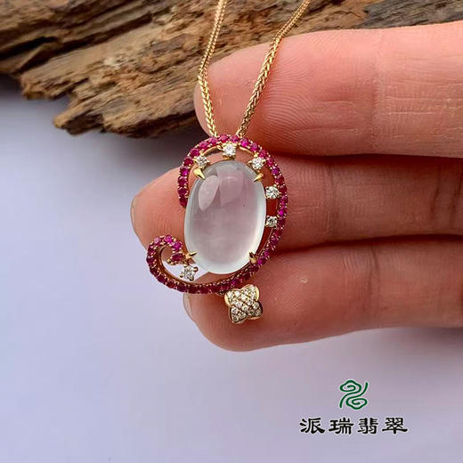 派瑞翡翠 18k金翡翠吊坠 冰种 无色 商品图1