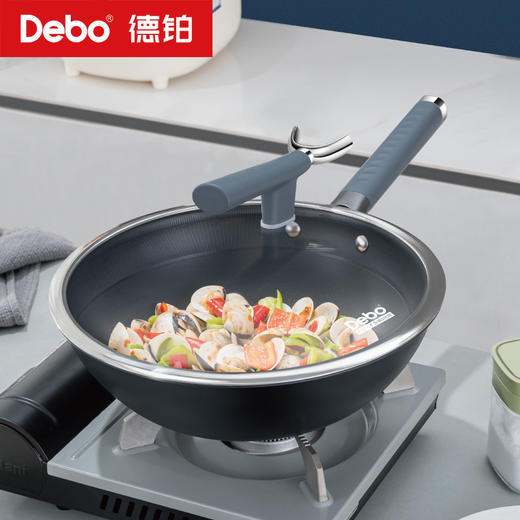 Debo德铂-沙利文炒锅 钛不粘0涂层不含氟（配玻璃锅盖） 商品图0