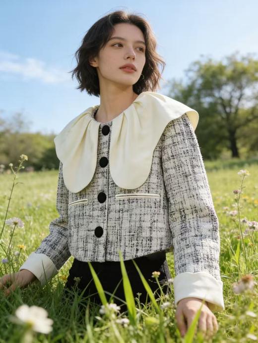 品牌特卖【自营】衣周期～小仙优品Q93（两穿）花瓣领韩系小香风外套-喜出 商品图0