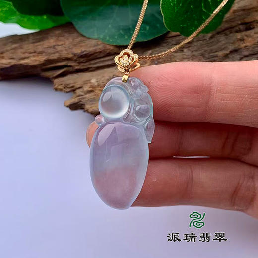 派瑞翡翠 18k金翡翠吊坠 冰种 无色 商品图1