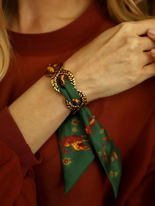 订购8周到｜AN-NEE-Tresse Or Vieillit-星象图腾 4cm 丝巾手镯［法国设计师］ 商品图1