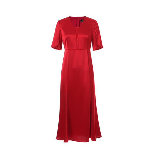 EITIE爱特爱夏季新款高级感红色显瘦礼服过膝订婚敬酒服宴会礼服连衣裙8277903 商品图5