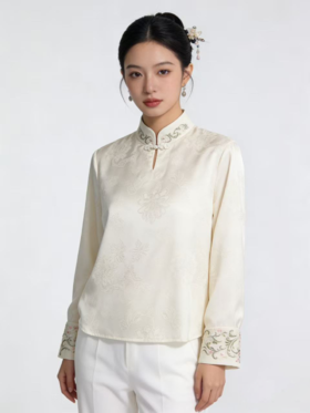 女装26春夏新品新中式盘扣长袖上衣2274-GZ6652