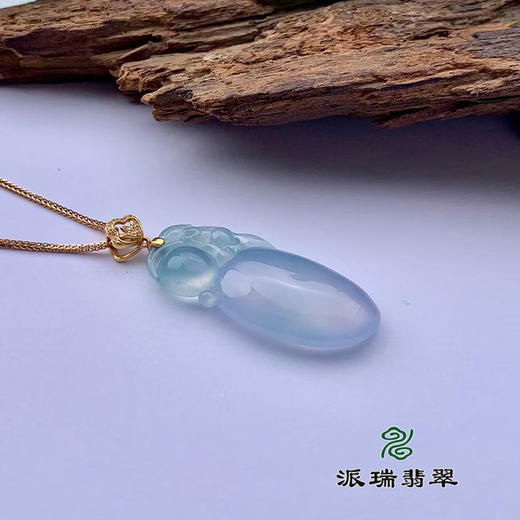 派瑞翡翠 18k金翡翠吊坠 冰种 无色 商品图0