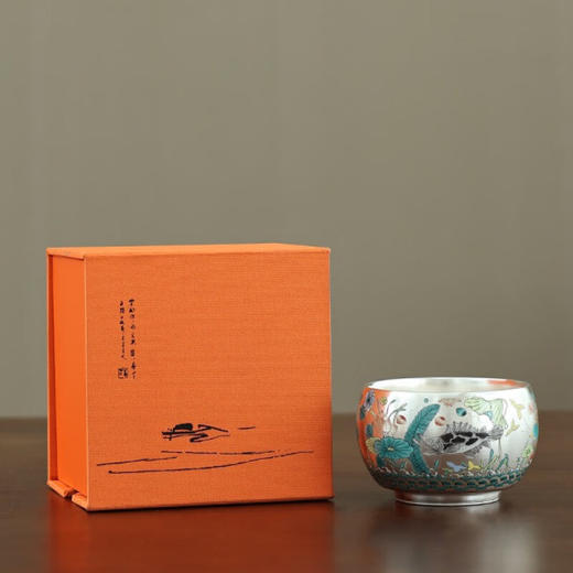 鱼藻纹鎏银三才盖碗茶杯 商品图0