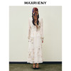 天虹玛克门店发货：米白色连衣裙2026年春季新款蕾丝花卉刺绣收腰雪纺裙子(货号:MS86DR755) 商品缩略图3