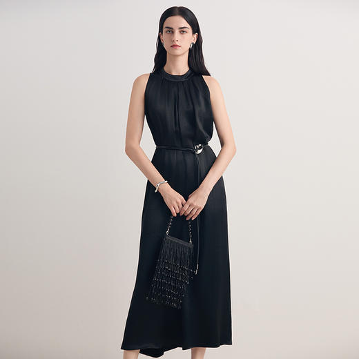 EITIE爱特爱醋纤缎面气质优雅通勤收腰显瘦礼服连衣裙8677304 商品图5