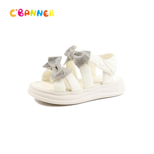 千百度2026夏季童鞋仿水晶贴钻蝴蝶结牢固镶嵌休闲凉鞋A26362017 商品图0