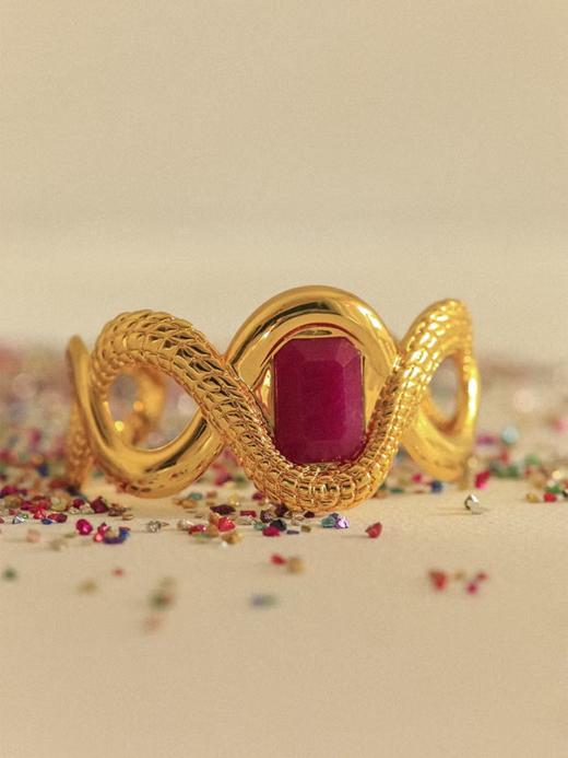 订购8周到｜AN-NEE-Caïman avec Agate rose-幻境霓彩 4cm 丝巾手镯［法国设计师］ 商品图4