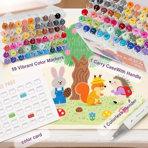 【超高品质】美国高端品牌 Wakoud 60色双头艺术马克笔 带便携盒 绘画/着色 书籍绘画 卡片制作  2026年新款 商品图4