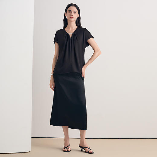 EITIE爱特爱醋纤休闲通勤显瘦a字高腰百搭半身裙2026夏季新款8606304 商品图1