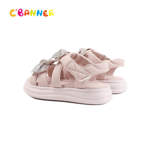 千百度2026夏季童鞋仿水晶贴钻蝴蝶结牢固镶嵌休闲凉鞋A26362017 商品图3