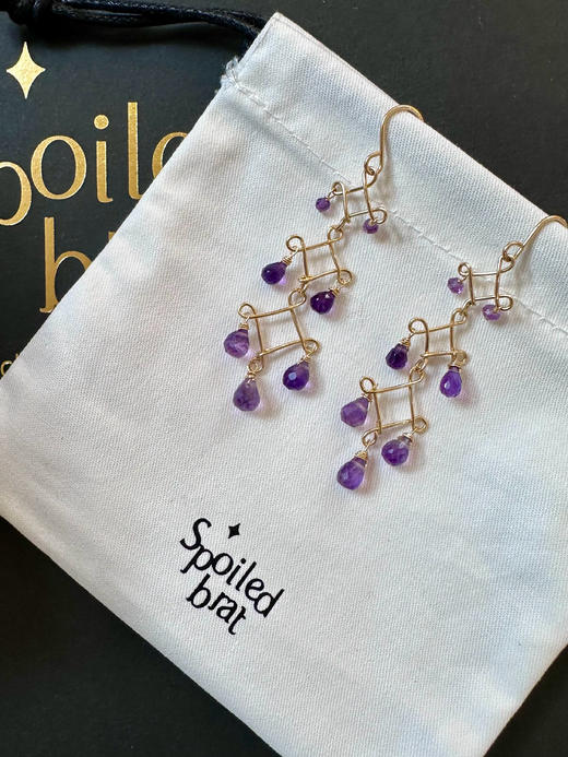 SpoiledBrat Jewelry Chandelier 系列 | 长款三层吊灯紫水晶耳环 商品图0