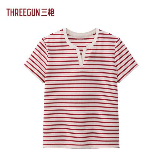Threegun三枪 彩条冰泉棉短袖女衫-T20186A01 商品图1