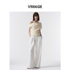 VIMAGE纬漫纪设计感斜肩修身显瘦黄色短袖T恤上衣2026夏季新款V2502102 商品缩略图0