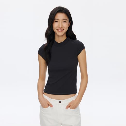 Oneup强捻小高领小飞袖T恤 商品图2
