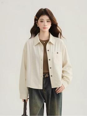【自营】C310 软料牛仔100%棉短款宽松外套衬衣-喜出