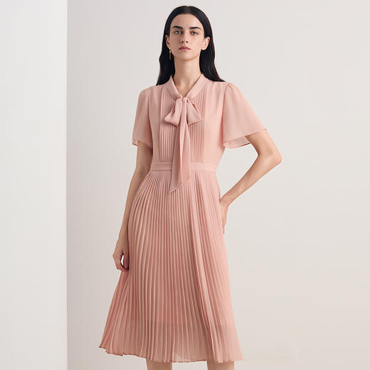 EITIE爱特爱2026夏季新款飘带优雅收腰显瘦网纱拼接连衣裙8607309 商品图7