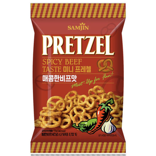 三进迷你扭结饼干炒年糕味70g삼진 미니 프레첼 떡볶이맛 商品图0