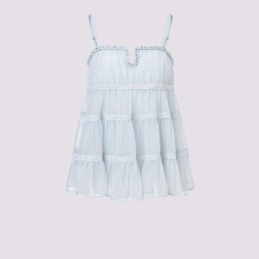 玛克门店发货：年春季新款华丽浪漫感吊带上衣伞摆a字娃娃上衣甜美(货号:MF80TP011) 商品图4