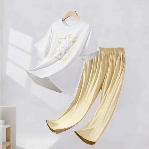 LS竹纤维女士时尚清新半袖八分裤休闲套2711 商品图1