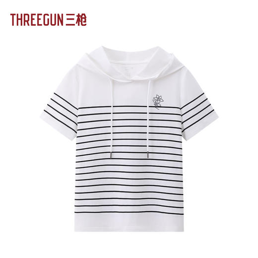 Threegun三枪 冰泉棉连帽短袖女衫-T20190A01 商品图1