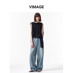 VIMAGE纬漫纪小众设计透气舒适黑色显瘦宽松无袖上衣2026夏季款V2513218