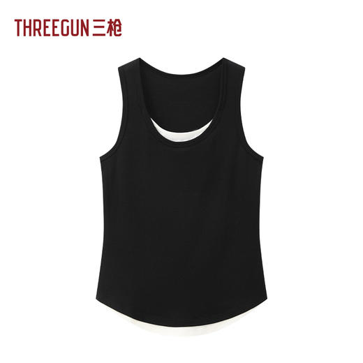 Threegun三枪 零碳莱赛尔棉罗纹拼接女背心-T30076A01 商品图0