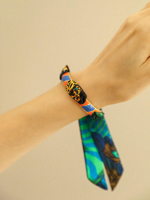 订购8周到｜AN-NEE-Bim émail orange-幻境霓彩 2cm 丝巾手镯［法国设计师］ 商品图0