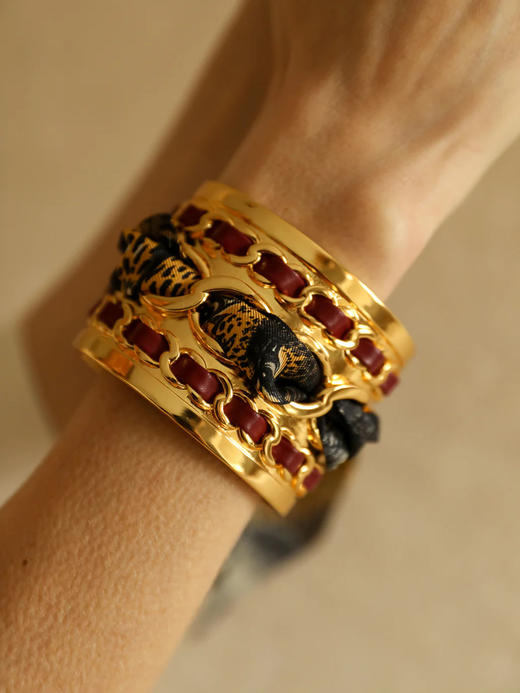 订购8周到｜AN-NEE-Décembre Bordeaux-幻境旷野 4cm 丝巾手镯［法国设计师］ 商品图2