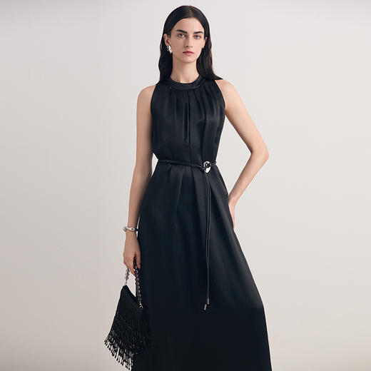 EITIE爱特爱醋纤缎面气质优雅通勤收腰显瘦礼服连衣裙8677304 商品图3