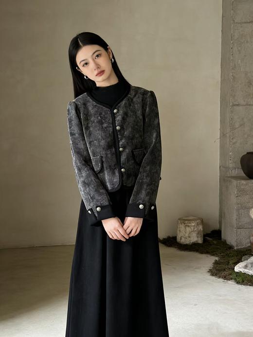 活动爆款～【自营】衣周期～（二件套）Q88小香风复古丝绒外套➕黑色打底连衣裙套装-喜出 商品图2