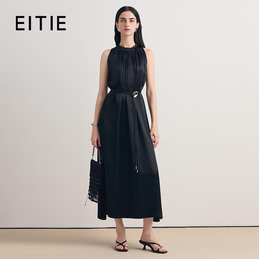 EITIE爱特爱醋纤缎面气质优雅通勤收腰显瘦礼服连衣裙8677304 商品图0