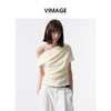 VIMAGE纬漫纪设计感斜肩修身显瘦黄色短袖T恤上衣2026夏季新款V2502102 商品缩略图2