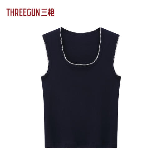 Threegun三枪 舒肤罗纹棉曲芽边女背心-T30072A01 商品图0