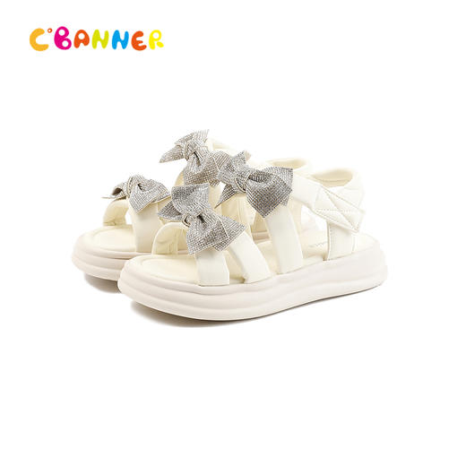 千百度2026夏季童鞋仿水晶贴钻蝴蝶结牢固镶嵌休闲凉鞋A26362017 商品图5